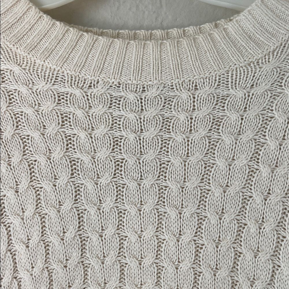 WeWoreWhat | Danielle Bernstein Cropped Mock Neck Cable Sweater in Ivory in XS - Picture 4 of 14